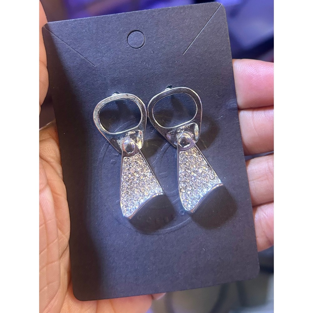 Silver Pave Crystal Soda Tab Drop Earrings Novelty Y2K Pop Top Jewelry Womens